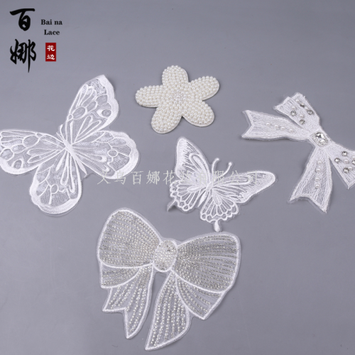 bai na sequin lace bow embroidered pearl diy fashion wedding dress women‘s underwear children‘s clothing hair accessories