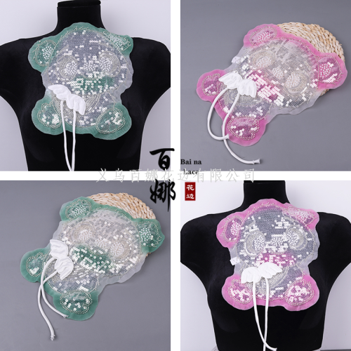 bai na lace panda bubble beads three-dimensional corsage children‘s clothing jeans patch applique mesh dress cloth patch accessories