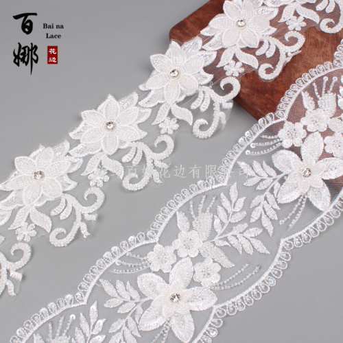 bai na lace 12.5cm wide lace car bone lace home textile lace dance skirt headdress scarf handmade flower