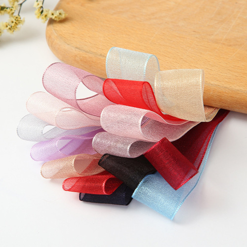 一件代发现货涤棉单丝双面雪纱带 蝴蝶结丝带diy鲜花包装雪纺织带