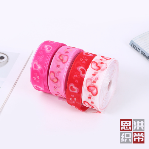 4cm valentine‘s day love digital printing yarn strip diy accessories ribbon wedding flower packaging bow ribbon