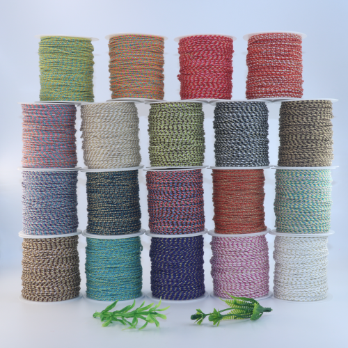 2mm手搓四股棉绳加金三花线藏式花线金线编织玉线流苏线手工手作