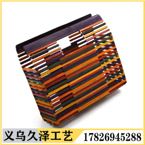 new square color bamboo beach bag bamboo woven fashion personality bamboo woven bag dinner bag women‘s one shoulder handbag