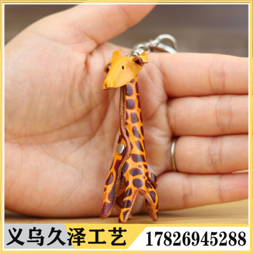 first layer cowhide mini deer bag pendant keychain key chain birthday gift doll souvenir