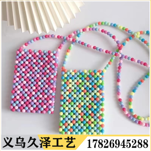 new candy color beaded mobile phone bag hand-woven bag shoulder messenger bag