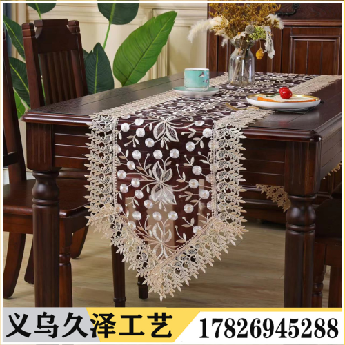 ins american new lace embroidered transparent home long table cloth hotel dining-table decoration tablecloth table runner