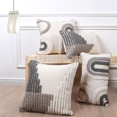 cross-border foreign trade simple geometric cotton linen waist pillow sofa cushion