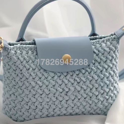 hand-woven leather portable women‘s straw bag shoulder bag beach bag