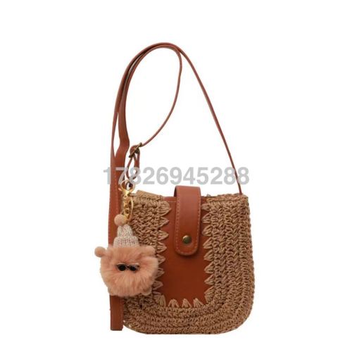 straw mobile phone bag for women new trendy small bags special-interest design vacation versatile woven crossbody small square bag