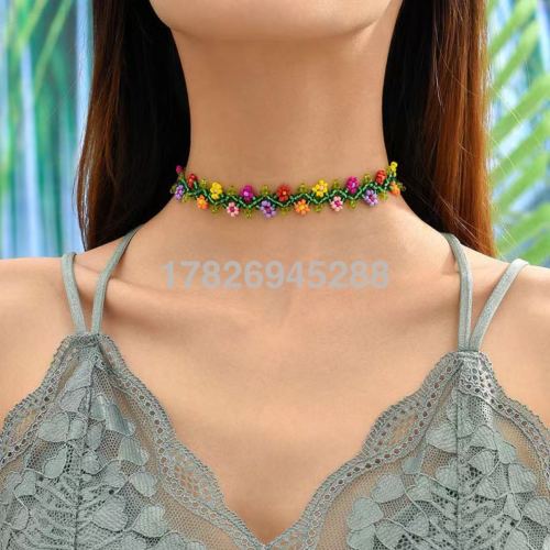 ins new spring flower string beads women‘s necklace mother‘s day gift choker