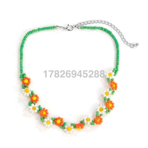 retro fashion color bead handmade beaded necklace necklace sweet fashion necklace