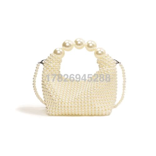 texture hand-carrying bag women‘s 2024 spring and summer new banquet fashion pearl woven bag about posture design messenger bag