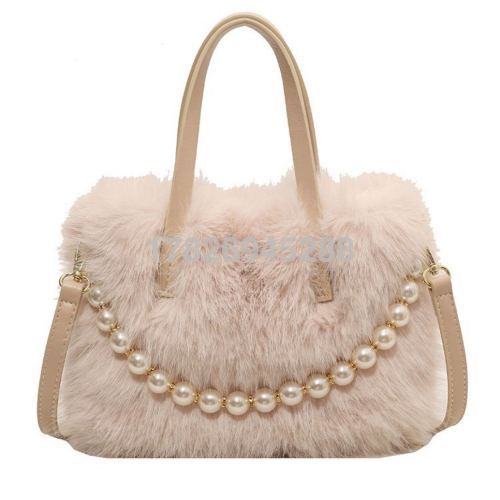 furry small handbags new fashion pearl plush small square bag autumn and winter texture women‘s cross-body bag