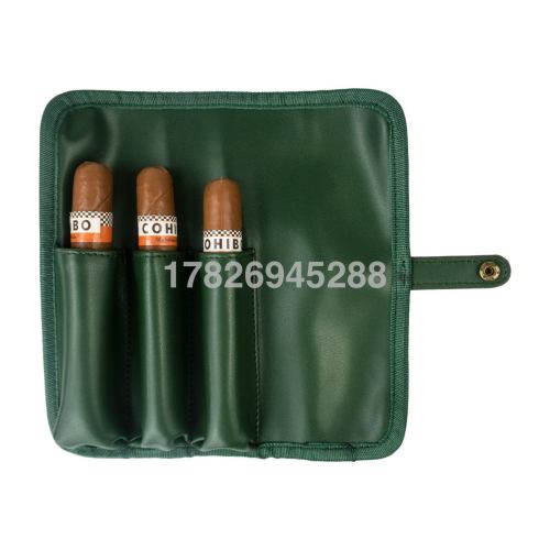 factory direct sales three per package cigar bag travel portable creative cigar pu leather case cigar storage bag for gifts