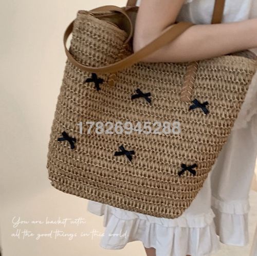 summer fashion large capacity straw bag women‘s backpack new bow tote bag vacation style woven bag