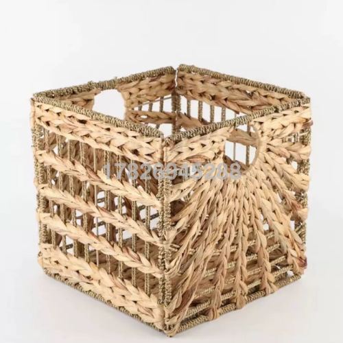 cross-border water hyacinth grass storage basket seaweed woven folding storage basket household sundries rattan woven storage basket