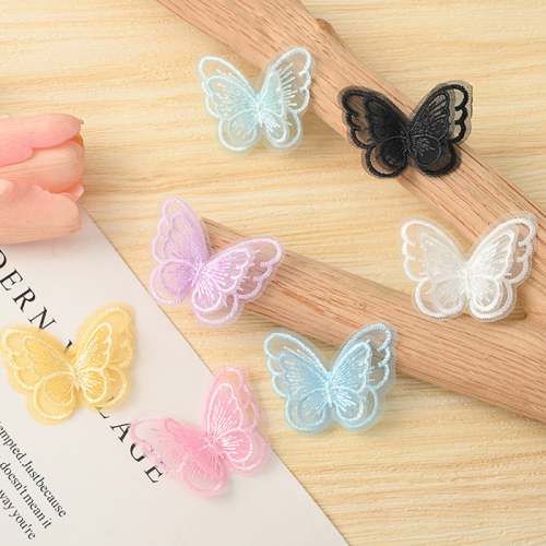 double-layer three-dimensional butterfly organza butterfly diy hair accessories headdress accessories wedding dress veil decorative tulle butterfly