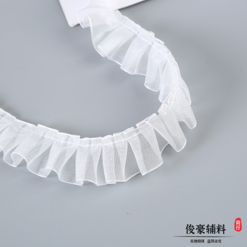 white pleated chiffon pleated lace ribbon handmade diy skirt dress accessories wholesale