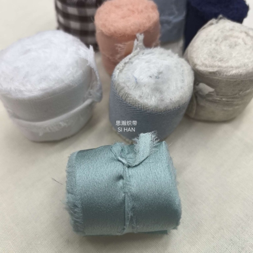 薄棉仿真丝牛仔雪纺格子棉麻手撕带