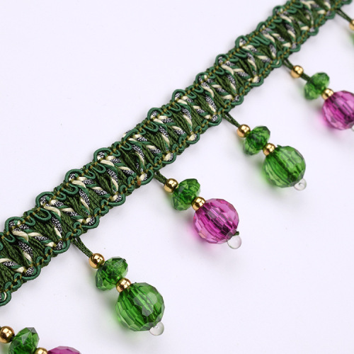 窗帘双色珠花边/双色塑料珠子吊穗帘头帘底窗帘配件/厂家