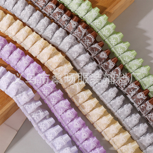 双层涤纶蕾丝打折花边带手工diy服饰鞋帽玩具配饰褶皱花边辅料