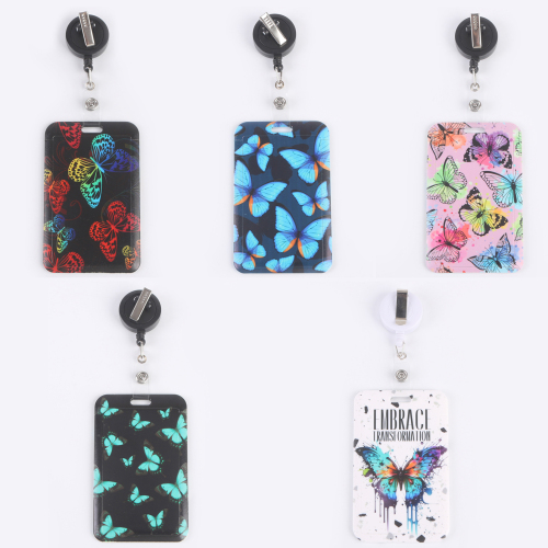 跨境PVC工牌定制 防水防皱透明卡套定做 多款式可印logo挂绳批发