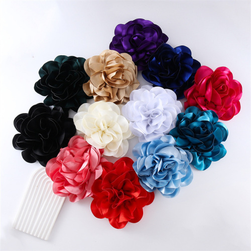 法式缎面19cm布艺夸张大花朵女士胸花别针手工花朵服装配饰胸针