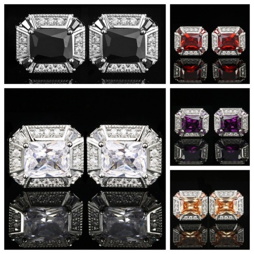 跨境直销时尚男士法式衬衫红色水晶袖口扣 女士轻奢锆石袖钉袖扣