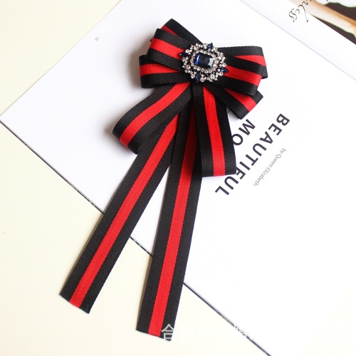 女士夸张条纹领花 欧美大蝴蝶结胸针 开业银行空姐工作服领结胸针