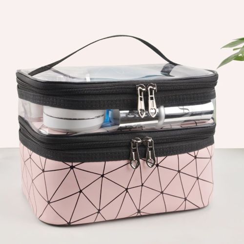 two-layer multi-functional cosmetic bag large capacity portable travel bag waterproof transparent toiletries bag makeup storage bag