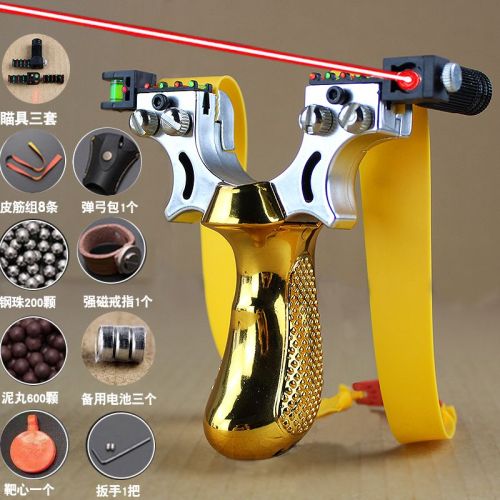 new 98k laser aiming slingshot flat leather tie-free fast pressure slingshot frame outdoor combat high precision professional slingshot device