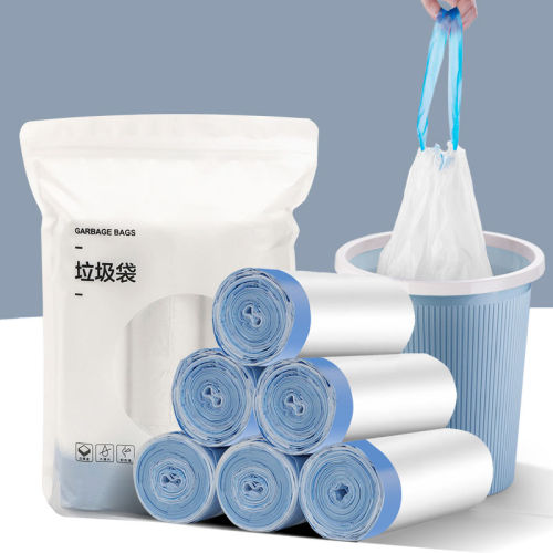 clean step drawstring garbage bag household portable thickening bolding kitchen stringing type garbage bag pulling rope closing