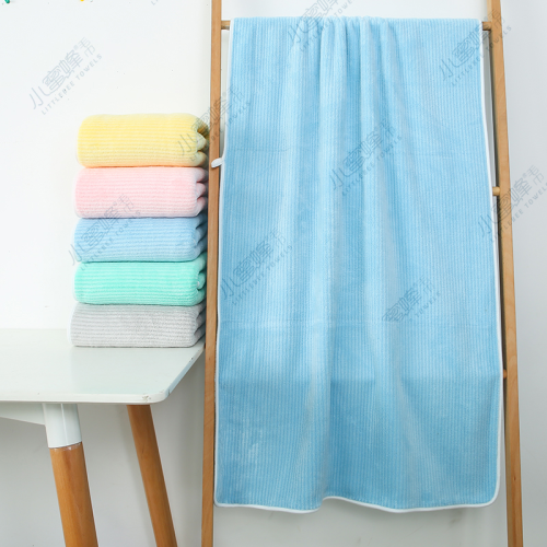 One-Piece Coral Velvet Edge Covered Bath Towel Plain Color Super Absorbent Item No： 018