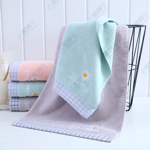 daisy embroidered face towel bee towel item no： 500