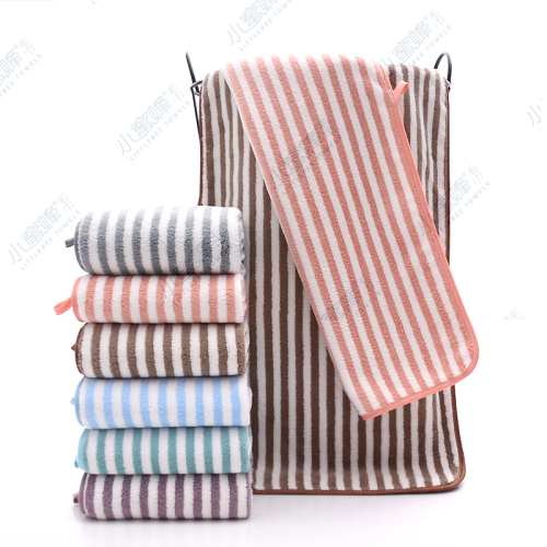 One Piece Dropshipping Hair-Drying Towel Coral Fleece Covered Bath Towel Striped Super Absorbent Item No.： 305