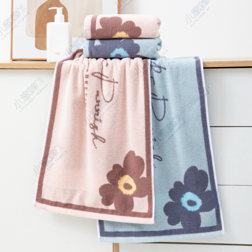 one piece dropshipping 32-strand face towel pure cotton jacquard flower towel bee towel item no.： 715