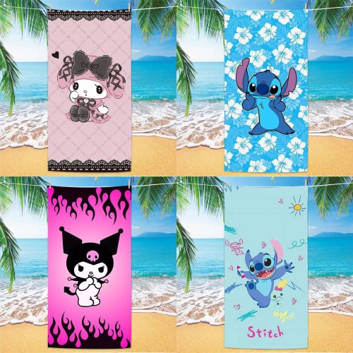 沙滩巾沙史迪仔库洛米沙滩浴巾海边吸水儿童卡通沙滩巾批发毛巾