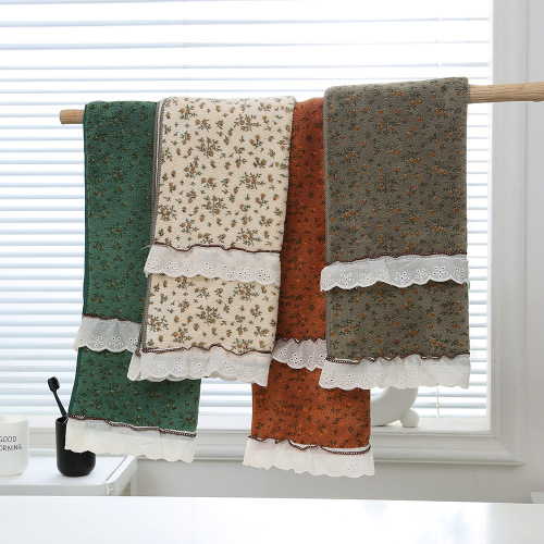 毛巾法式小碎花高端套巾浪漫田园风花边印花柔软吸水毛巾浴巾