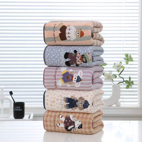 毛巾浴巾珊瑚绒动物园毛巾绣柔软吸水面巾浴巾福利促销超市批发