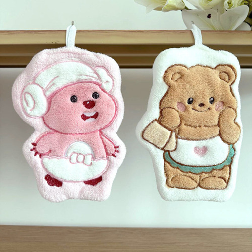 挂式擦手巾吸水速干加厚抹手布卫生间厨房手帕儿童布珊瑚绒材质