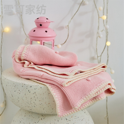 Solid Color Class a Children All Cotton Plain Color Blanket Shell Knitted Blanket Sofa Cover Ornament Blanket Car Airplane Cover Blanket