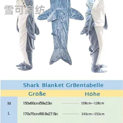 Sand Carving Shark Sleeping Bag Pajamas Office Nap Blanket Blanket Flannel Funny Gift Shark Suit Cosplay