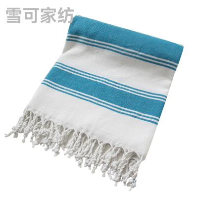 In Stock Striped Bath Towel with Logo Turkish Beach Towel Polyester Cotton Tassel Yarn-Dyed Bath Towel Shawl Beach Bath Towel