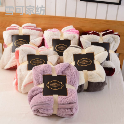 New Thickened Flannel + Lambswool Handmade Composite Double-Layer Blanket Leisure Blanket Cross-Border Blanket Air Conditioning Blanket