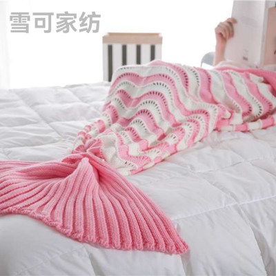 Knitted Mermaid Tail Sleeping Bag Ins Pop Cross-Border Fishtail Blanket in Stock 80 * 180cm