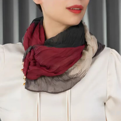 [plain veil magnetic snap square scarf] multifunctional magnetic snap all-match silk scarf new sunscreen neck scarf decoration