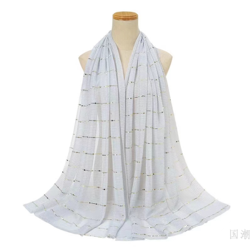 spring and summer new women‘s bag scarf solid color sequined shawl fashion scarf factory direct supply