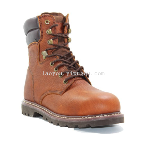 Anti-Smashing and Anti-Penetration Wind and Skid Sand High-Top GOOD YEAR Safety Shoes Protective Footwear Wear-Resistant Top Layer Cowhide Martin Boots