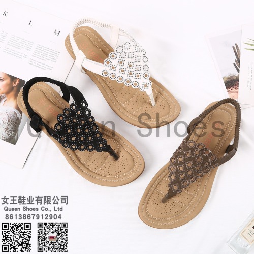 women‘s fashion hollow-out soft bottom tpr sandals hollow out belt drill sole sand