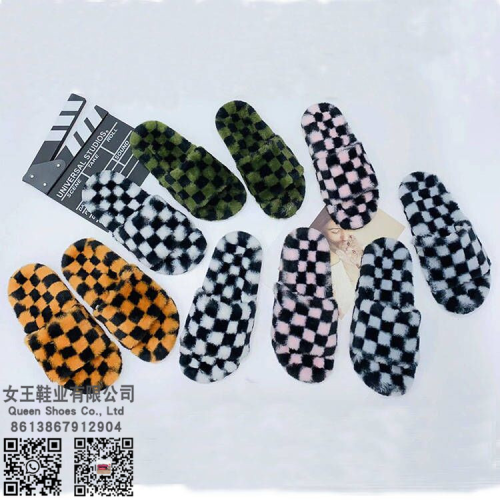 spring and summer new internet-famous fluffy slippers women‘s indoor outdoor korean style versatile fashion one-word female slippers fashion shoes